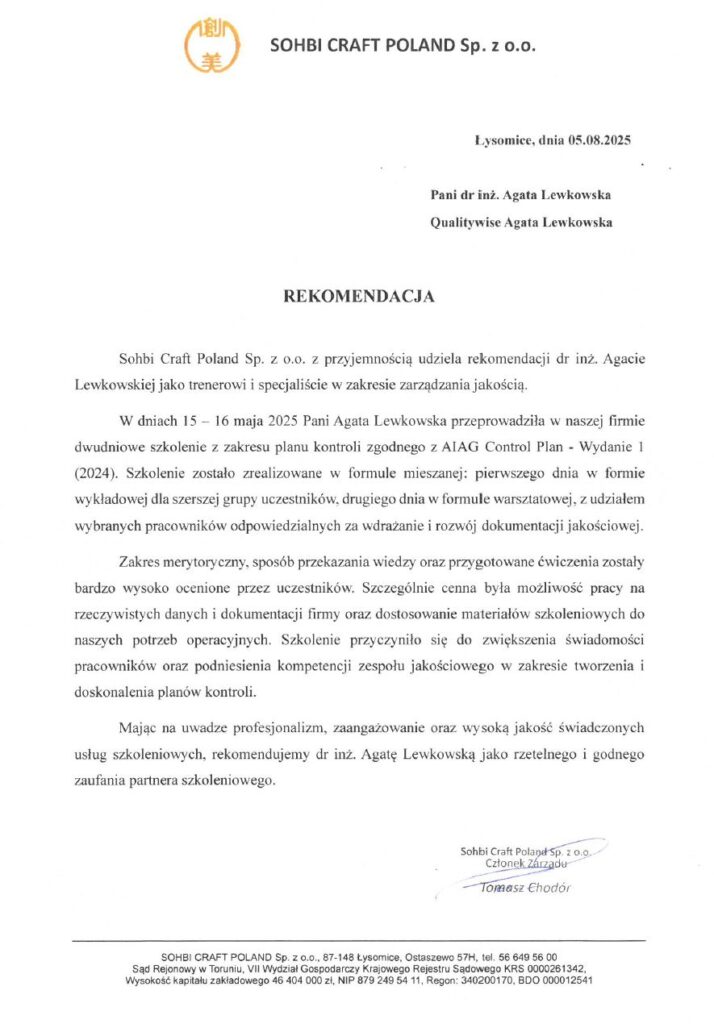 Sohbi references for Qualitywise.pl